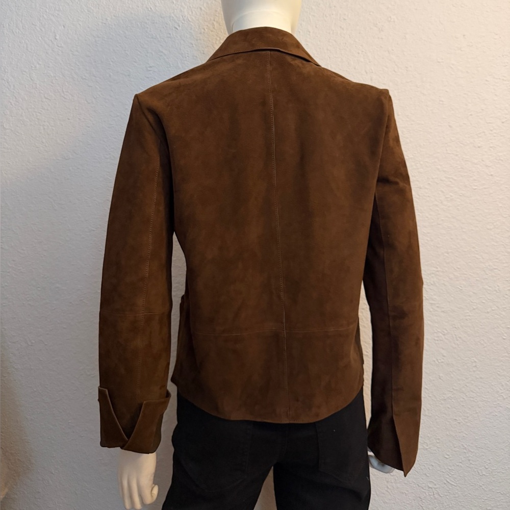 NWT JASON WU Brown Suede Button-Front Jacket Classic Tailored Fit Blazer - Picture 9 of 16
